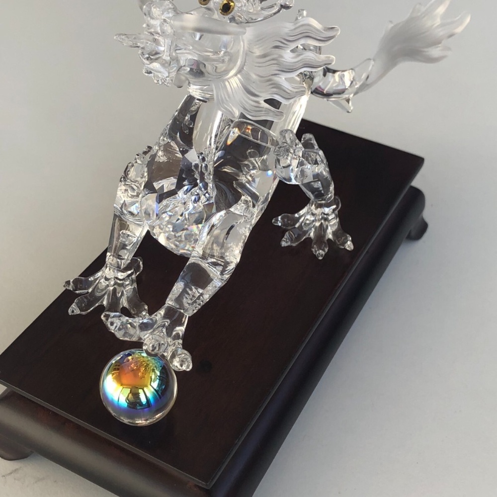 Swarovski Crystal Dragon with Wooden Stand Collectible